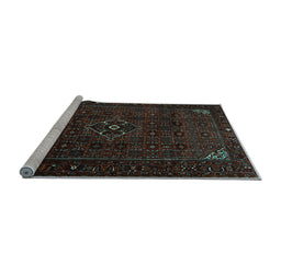 Sideview of Machine Washable Persian Light Blue Traditional Rug, wshtr1889lblu