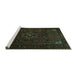 Sideview of Machine Washable Persian Turquoise Traditional Area Rugs, wshtr1889turq