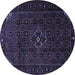 Round Machine Washable Persian Blue Traditional Rug, wshtr1889blu