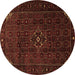 Round Machine Washable Persian Brown Traditional Rug, wshtr1889brn