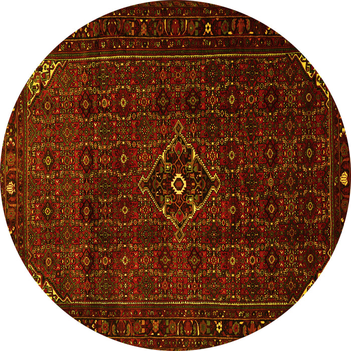 Round Persian Yellow Traditional Rug, tr1889yw