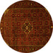 Round Persian Yellow Traditional Rug, tr1889yw