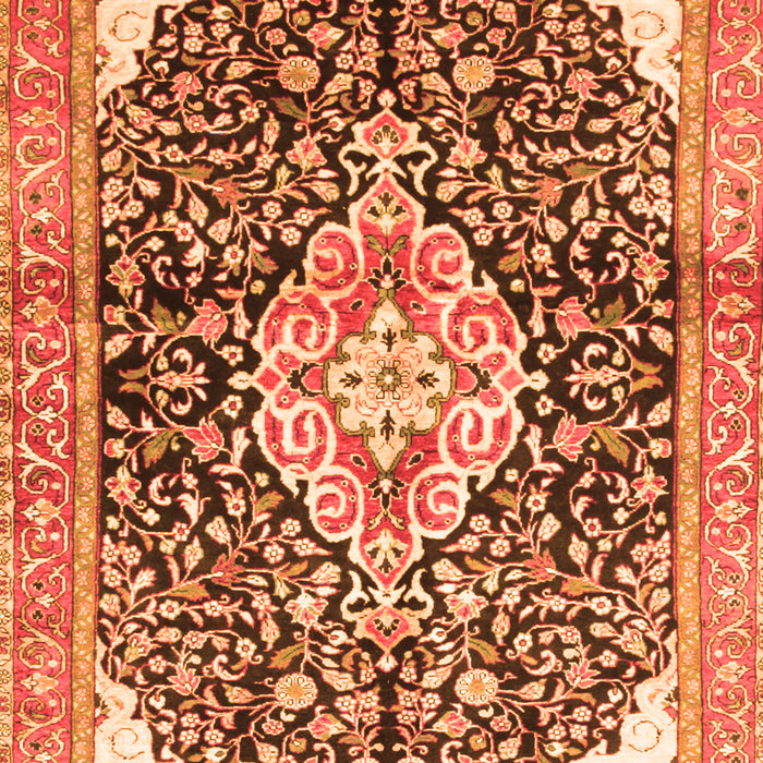 Serging Thickness of Machine Washable Medallion Orange Traditional Area Rugs, wshtr188org