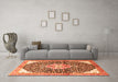 Machine Washable Medallion Orange Traditional Area Rugs in a Living Room, wshtr188org