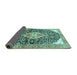 Sideview of Medallion Turquoise Traditional Rug, tr188turq