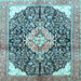 Square Medallion Light Blue Traditional Rug, tr188lblu