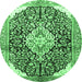 Round Medallion Emerald Green Traditional Rug, tr188emgrn