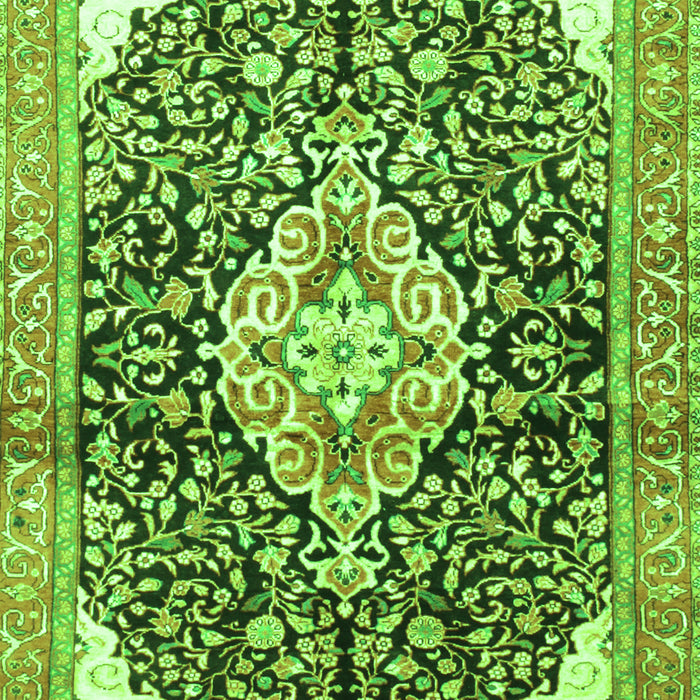 Serging Thickness of Machine Washable Medallion Green Traditional Area Rugs, wshtr188grn