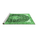 Sideview of Machine Washable Medallion Emerald Green Traditional Area Rugs, wshtr188emgrn