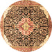 Round Medallion Brown Traditional Rug, tr188brn