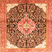 Round Machine Washable Medallion Orange Traditional Area Rugs, wshtr188org