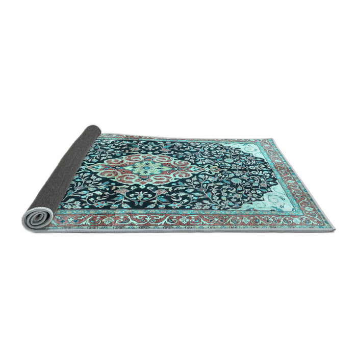 Sideview of Medallion Light Blue Traditional Rug, tr188lblu