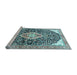 Sideview of Machine Washable Medallion Light Blue Traditional Rug, wshtr188lblu