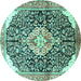Round Medallion Turquoise Traditional Rug, tr188turq