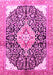 Machine Washable Medallion Pink Traditional Rug, wshtr188pnk