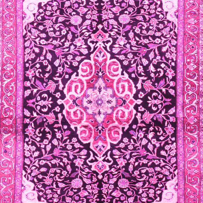 Machine Washable Medallion Pink Traditional Rug, wshtr188pnk