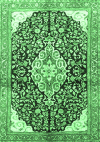 Medallion Emerald Green Traditional Rug, tr188emgrn