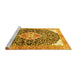 Sideview of Machine Washable Medallion Yellow Traditional Rug, wshtr188yw