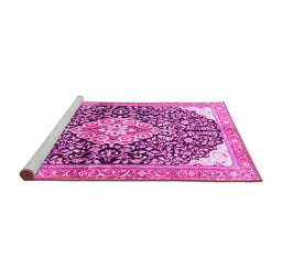 Sideview of Machine Washable Medallion Pink Traditional Rug, wshtr188pnk