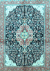 Medallion Light Blue Traditional Rug, tr188lblu