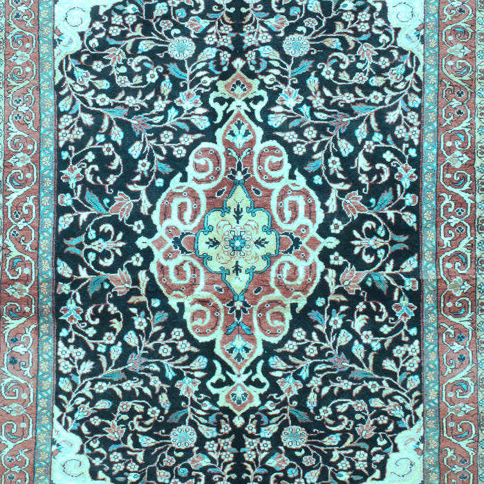 Medallion Light Blue Traditional Rug, tr188lblu