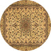 Round Medallion Brown Traditional Rug, tr1890brn