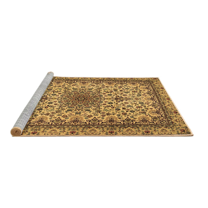 Sideview of Machine Washable Medallion Brown Traditional Rug, wshtr1890brn