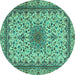 Round Medallion Turquoise Traditional Rug, tr1890turq