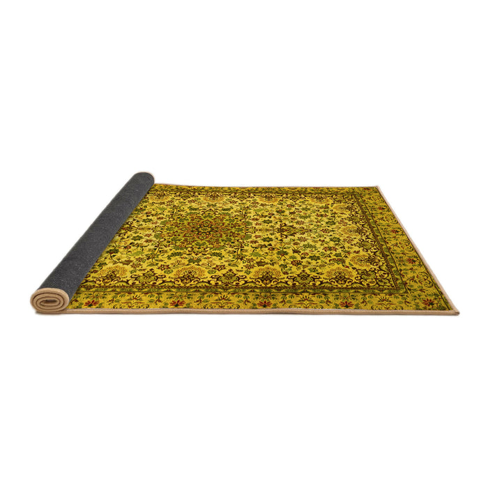 Sideview of Medallion Yellow Traditional Rug, tr1890yw