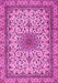 Machine Washable Medallion Pink Traditional Rug, wshtr1890pnk