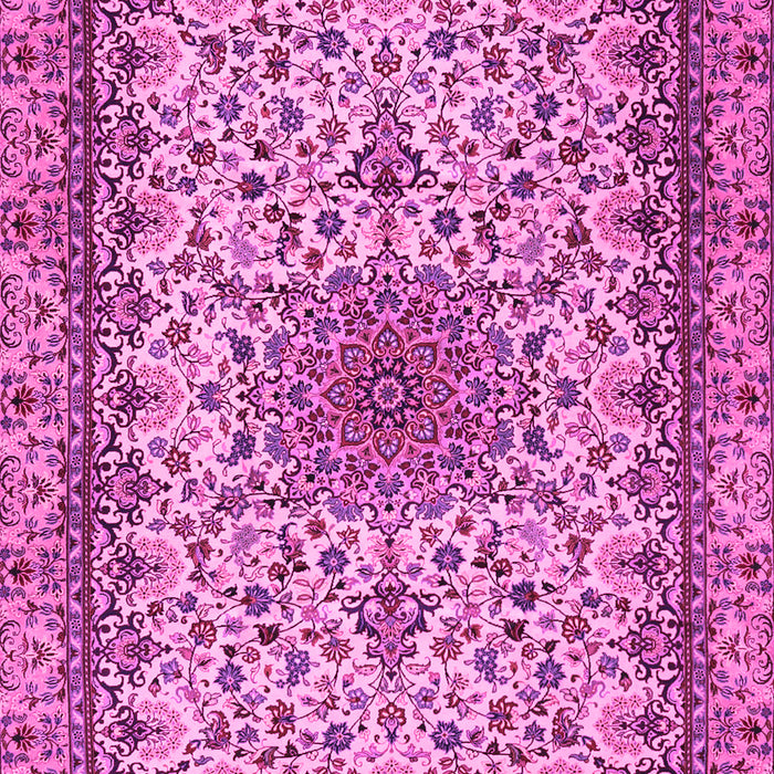Machine Washable Medallion Pink Traditional Rug, wshtr1890pnk