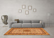 Machine Washable Medallion Orange Traditional Area Rugs in a Living Room, wshtr1890org