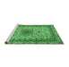 Sideview of Machine Washable Medallion Emerald Green Traditional Area Rugs, wshtr1890emgrn