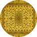 Round Medallion Yellow Traditional Rug, tr1890yw