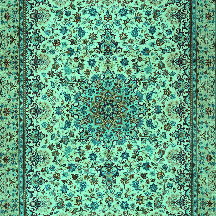Machine Washable Medallion Turquoise Traditional Area Rugs, wshtr1890turq