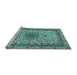 Sideview of Machine Washable Medallion Light Blue Traditional Rug, wshtr1890lblu