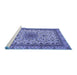 Sideview of Machine Washable Medallion Blue Traditional Rug, wshtr1890blu