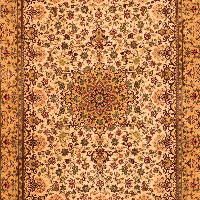Serging Thickness of Machine Washable Medallion Orange Traditional Area Rugs, wshtr1890org
