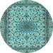 Round Medallion Light Blue Traditional Rug, tr1890lblu