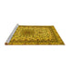 Sideview of Machine Washable Medallion Yellow Traditional Rug, wshtr1890yw