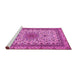 Sideview of Machine Washable Medallion Pink Traditional Rug, wshtr1890pnk