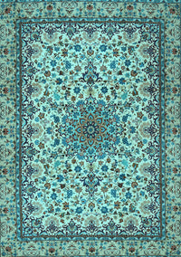 Medallion Light Blue Traditional Rug, tr1890lblu