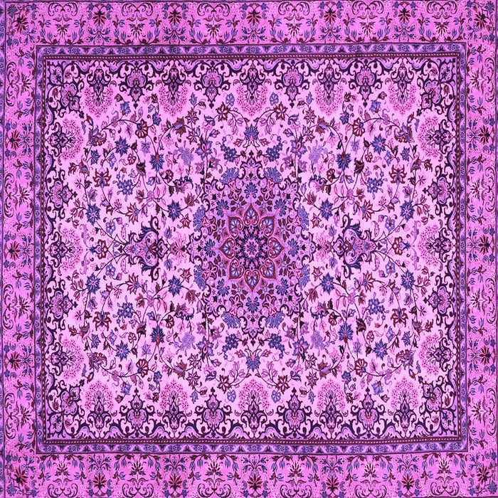 Square Machine Washable Medallion Purple Traditional Area Rugs, wshtr1890pur