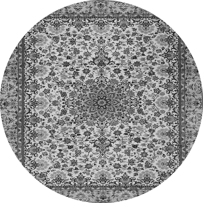 Machine Washable Medallion Gray Traditional Rug, wshtr1890gry