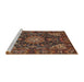 Sideview of Machine Washable Traditional Orange Brown Rug, wshtr1891