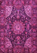 Machine Washable Medallion Pink Traditional Rug, wshtr1891pnk