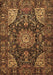 Machine Washable Medallion Brown Traditional Rug, wshtr1891brn