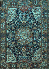 Medallion Light Blue Traditional Rug, tr1891lblu