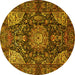 Round Medallion Yellow Traditional Rug, tr1891yw