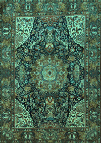 Medallion Turquoise Traditional Rug, tr1891turq